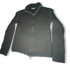 New Pennv Heavy knit full zip up khaki green medium high neck sweater