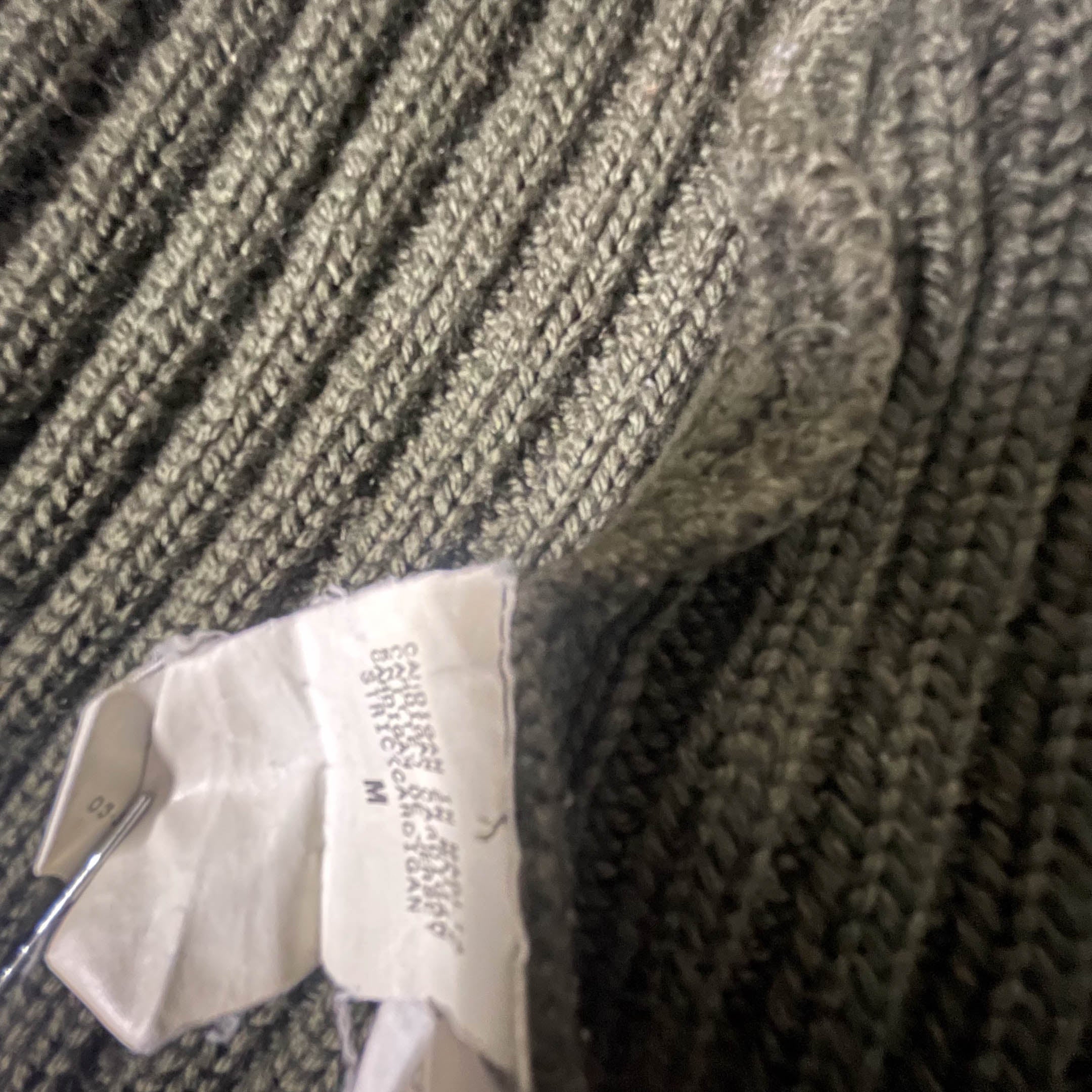 New Pennv Heavy knit full zip up khaki green medium high neck sweater