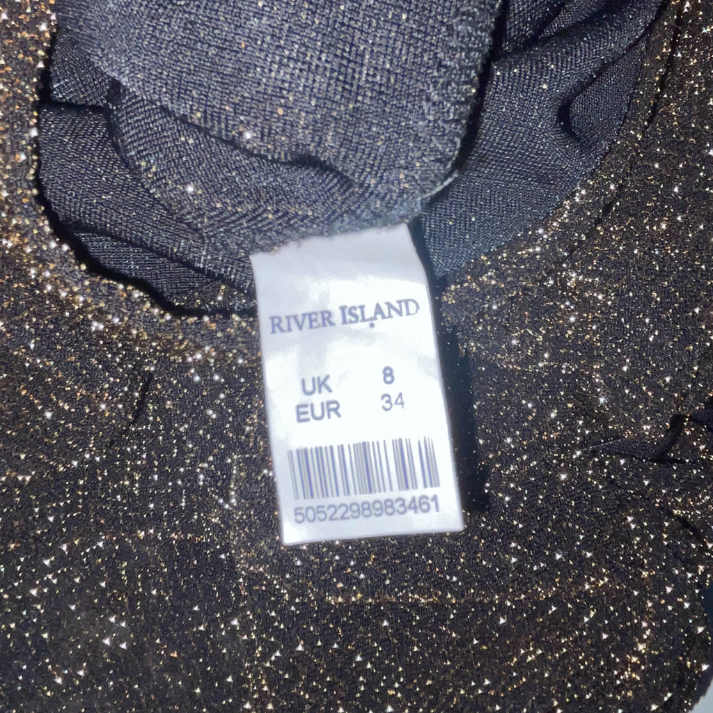 Vintage womens River Island black mini sleeveless sparkly jumpsuit UK 18