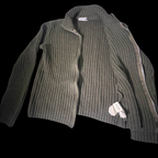 New Pennv Heavy knit full zip up khaki green medium high neck sweater