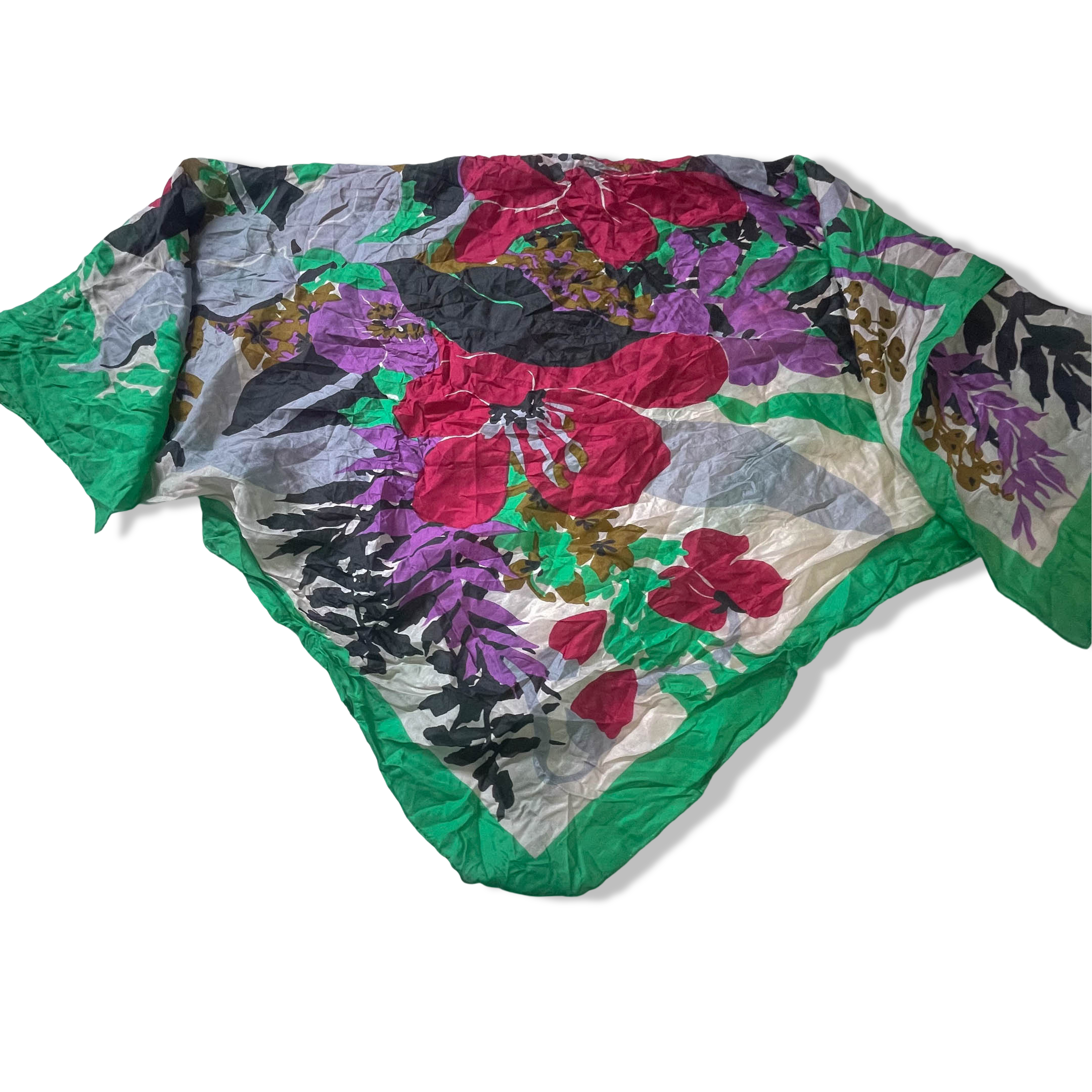 Vintage womens floral print multicoloured scarf L 30 W 32| SKU 3751
