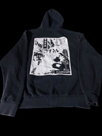 Vintage Black Garment construction chineses graphics large hoodie