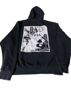 Vintage Black Garment construction chineses graphics large hoodie