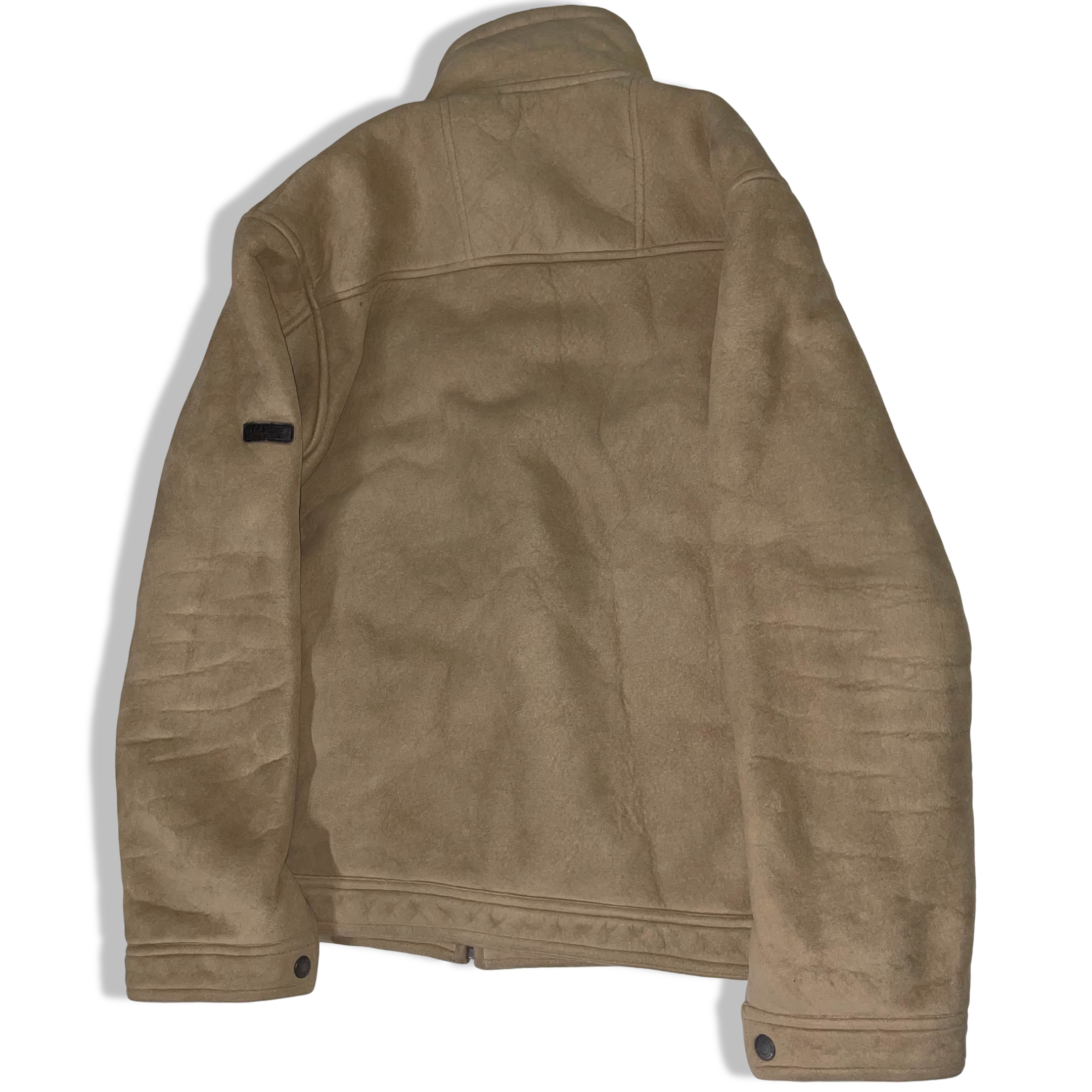 Vintage Men's Maine New England Faux Suede cream full zip jacket in M