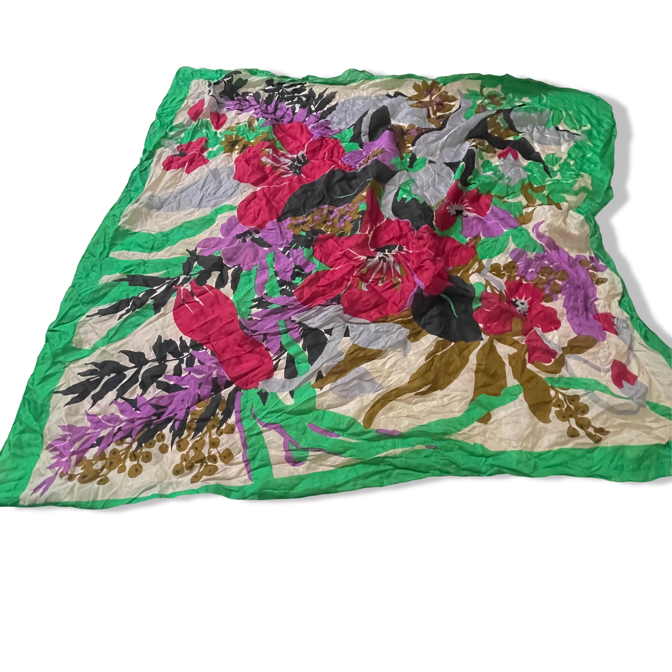 Vintage womens floral print multicoloured scarf L 30 W 32| SKU 3751