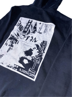 Vintage Black Garment construction chineses graphics large hoodie