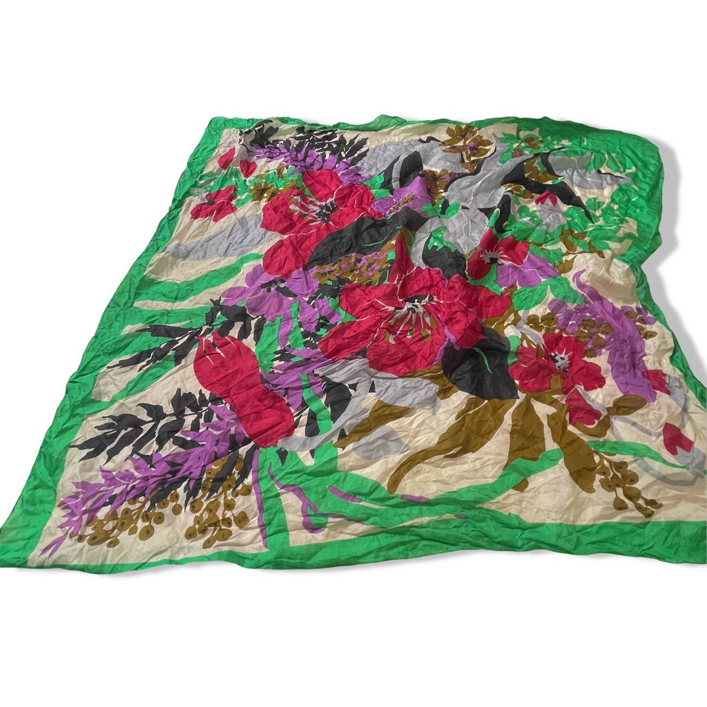Vintage womens floral print multicoloured scarf L 30 W 32| SKU 3751