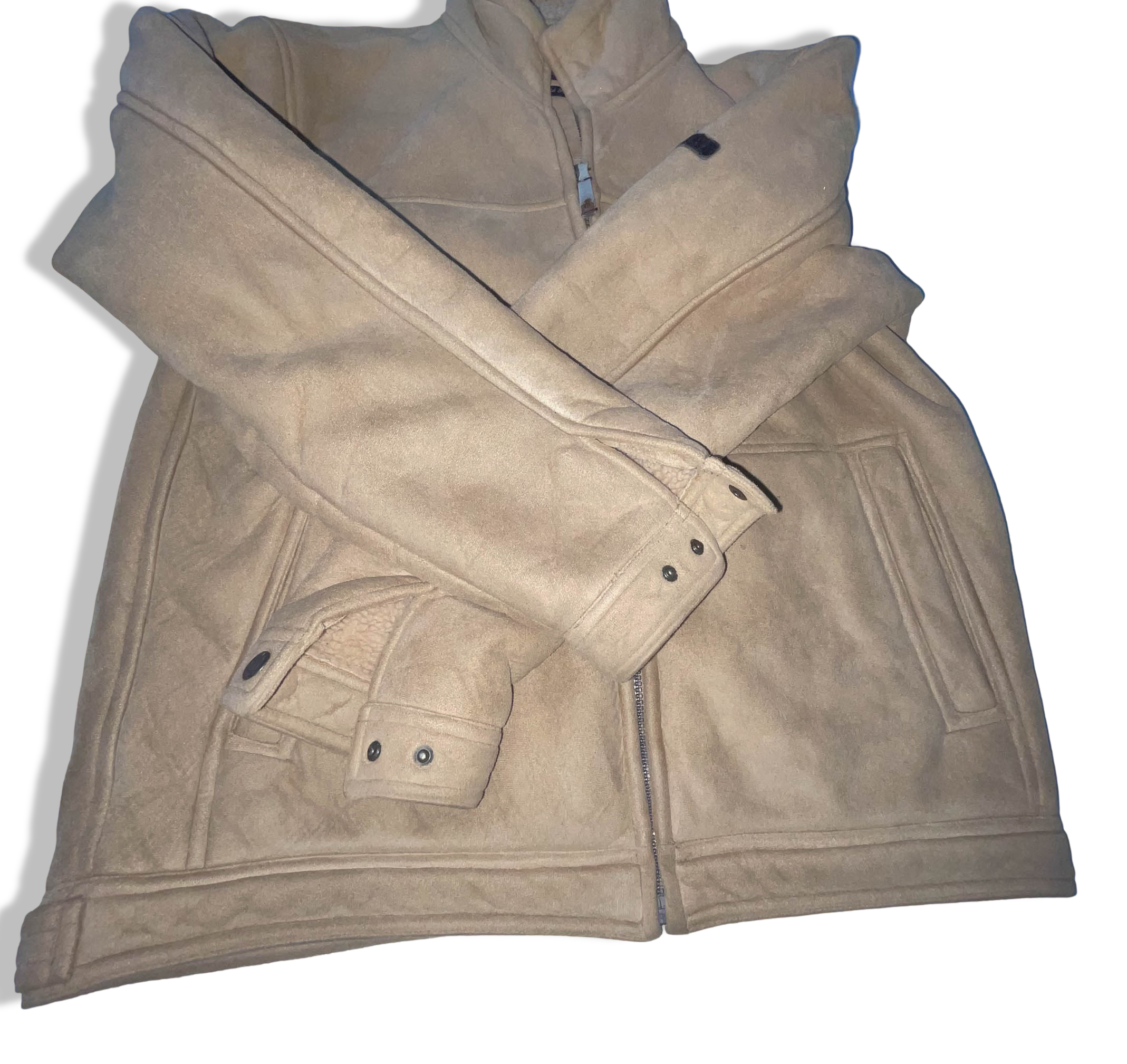 Vintage Men's Maine New England Faux Suede cream full zip jacket in M