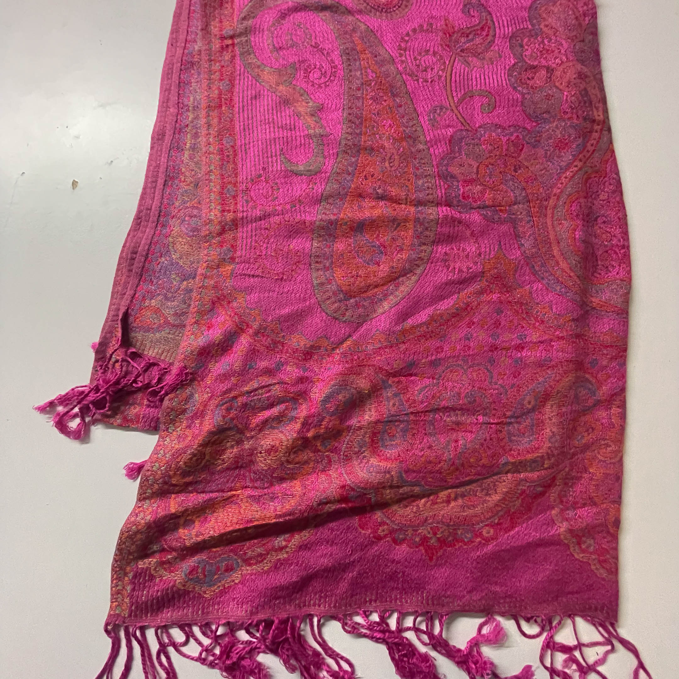 Vintage Pink women's Cashmere Pashmina scarf  W27 L 72| SKU 3752