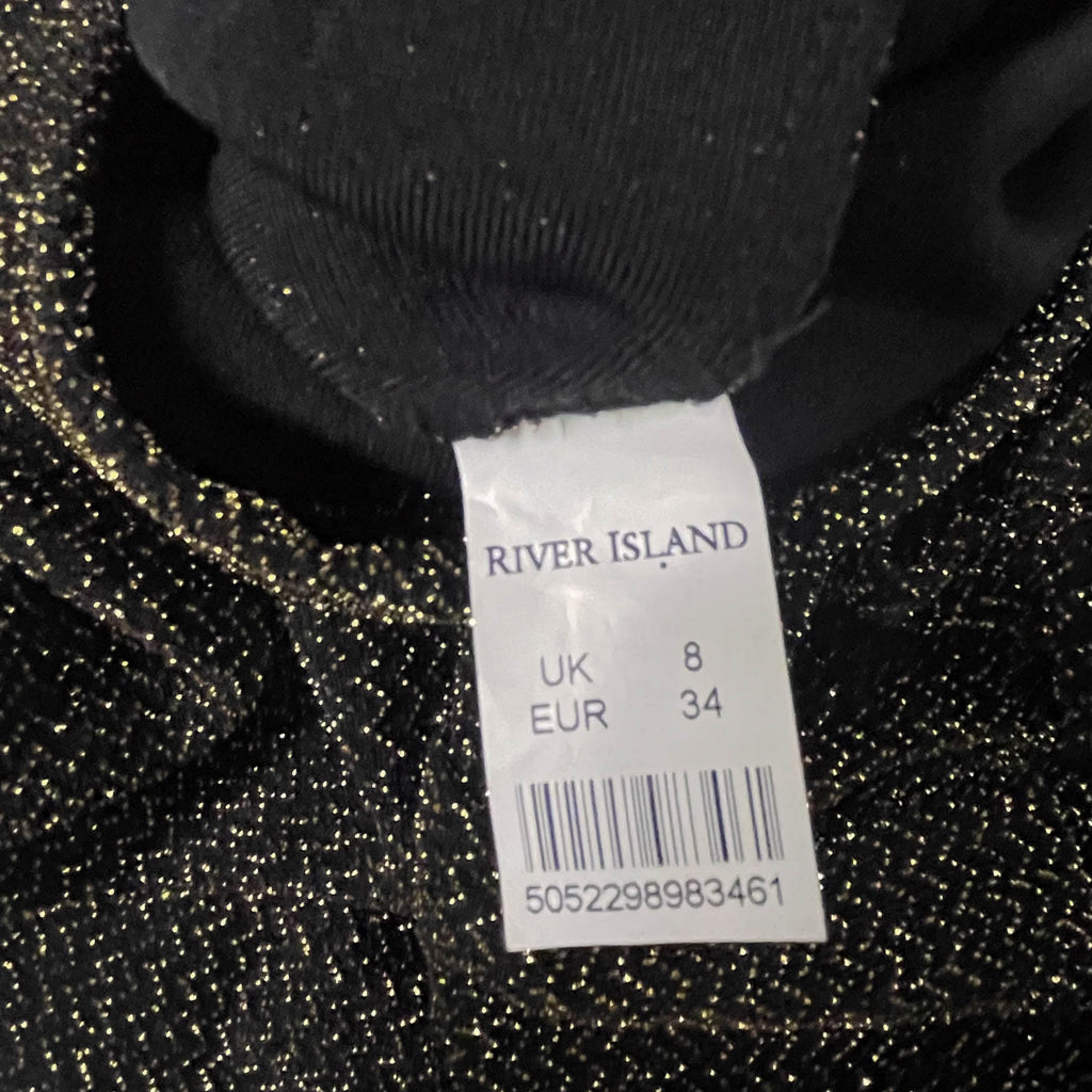 Vintage womens River Island black mini sleeveless sparkly jumpsuit UK 18