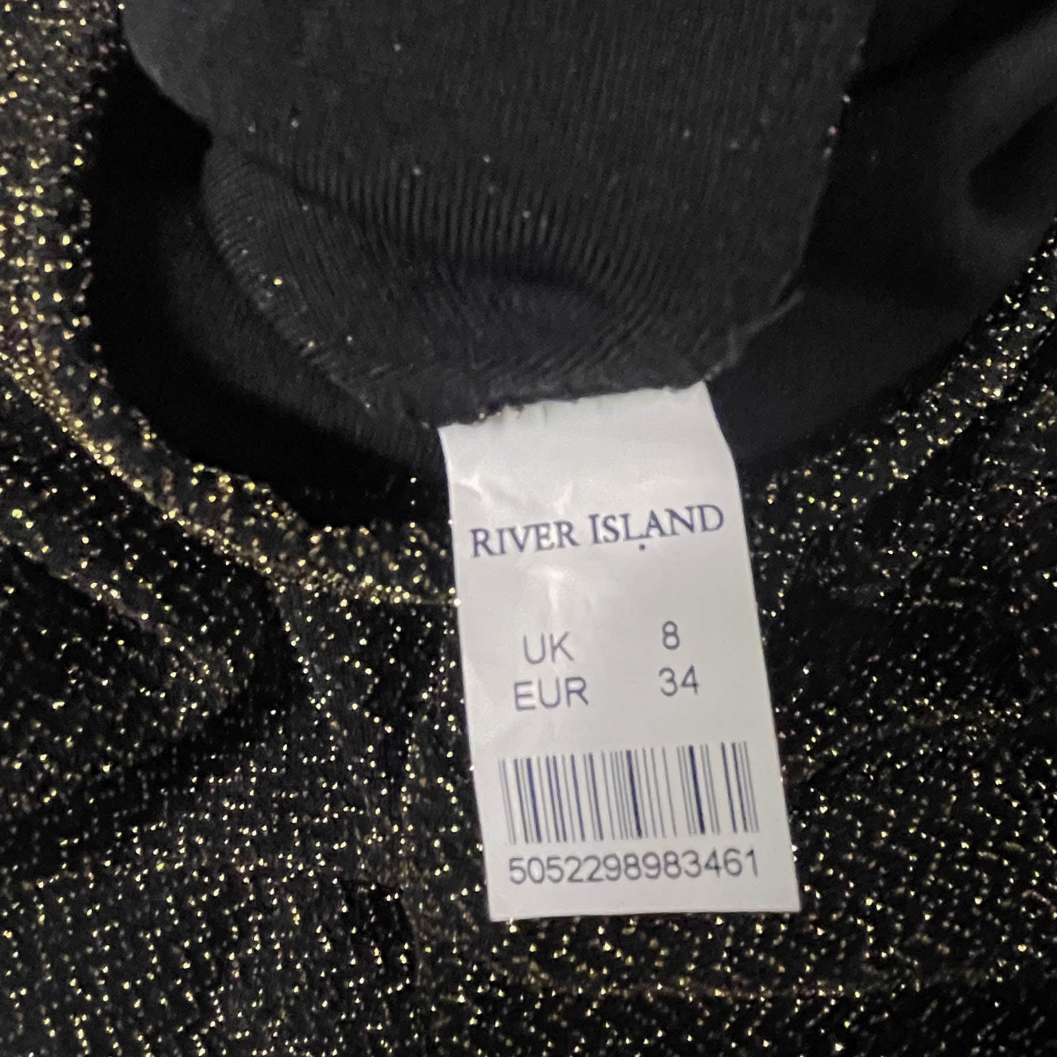 Vintage womens River Island black mini sleeveless sparkly jumpsuit UK 18