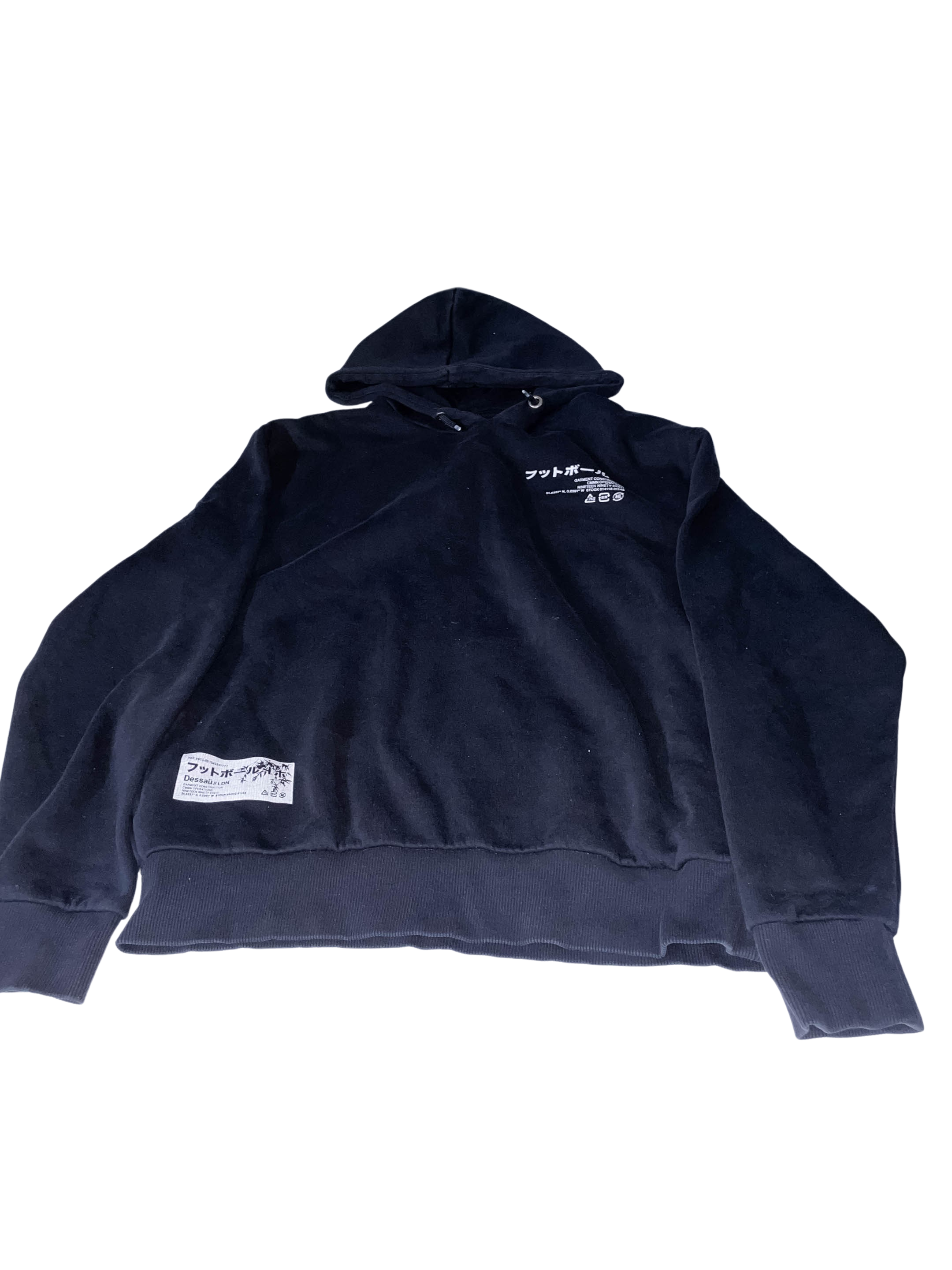 Vintage Black Garment construction chineses graphics large hoodie