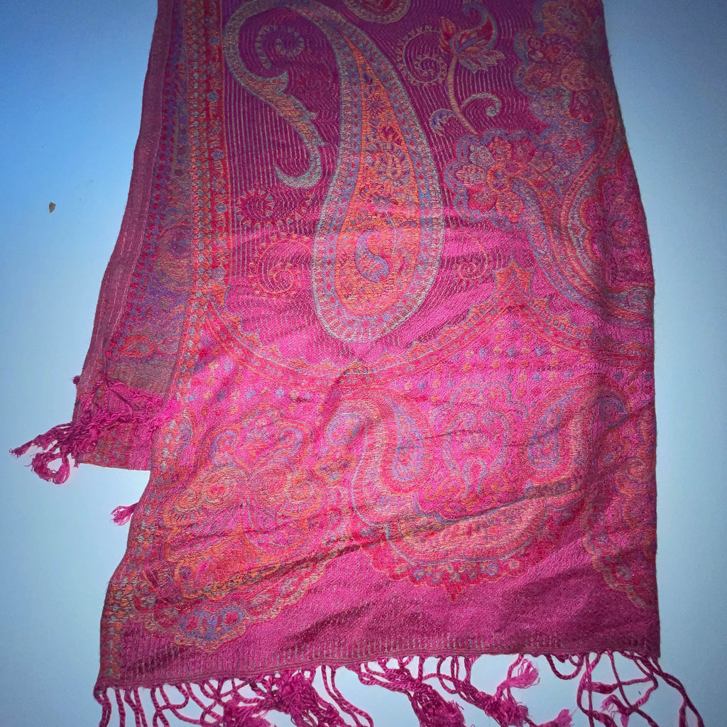 Vintage Pink women's Cashmere Pashmina scarf  W27 L 72| SKU 3752