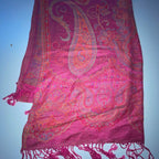 Vintage Pink women's Cashmere Pashmina scarf  W27 L 72| SKU 3752