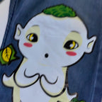 Vintage Mark & Spencers men's slim fit blue baby print jeans trouser| SKU 3702