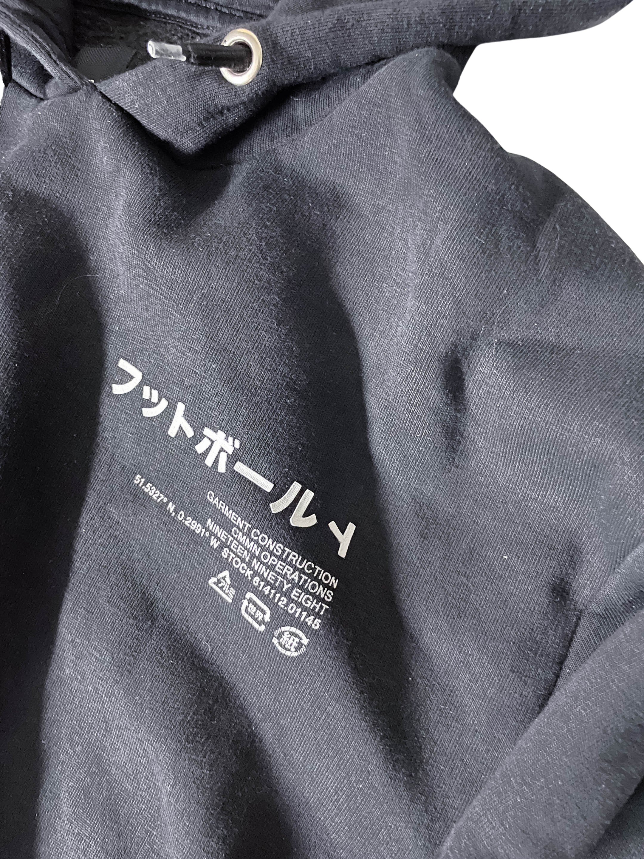 Vintage Black Garment construction chineses graphics large hoodie