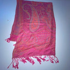 Vintage Pink women's Cashmere Pashmina scarf  W27 L 72| SKU 3752