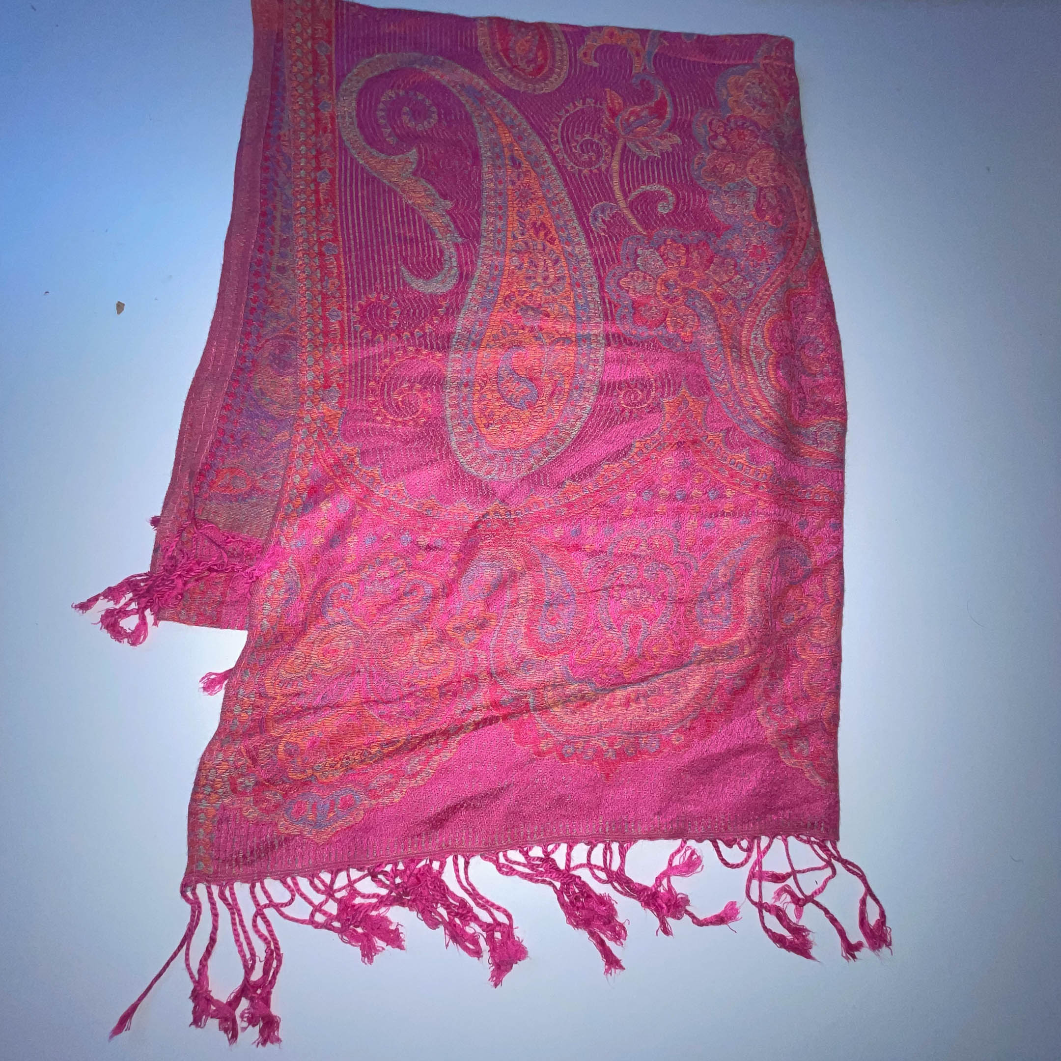 Vintage Pink women's Cashmere Pashmina scarf  W27 L 72| SKU 3752