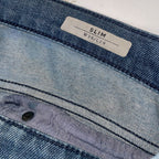 Vintage Mark & Spencers men's slim fit blue baby print jeans trouser| SKU 3702