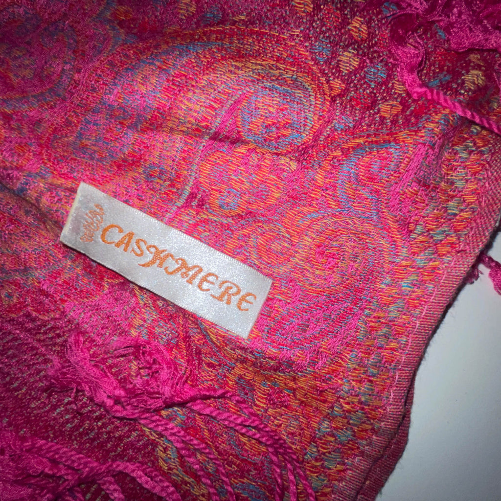 Vintage Pink women's Cashmere Pashmina scarf  W27 L 72| SKU 3752
