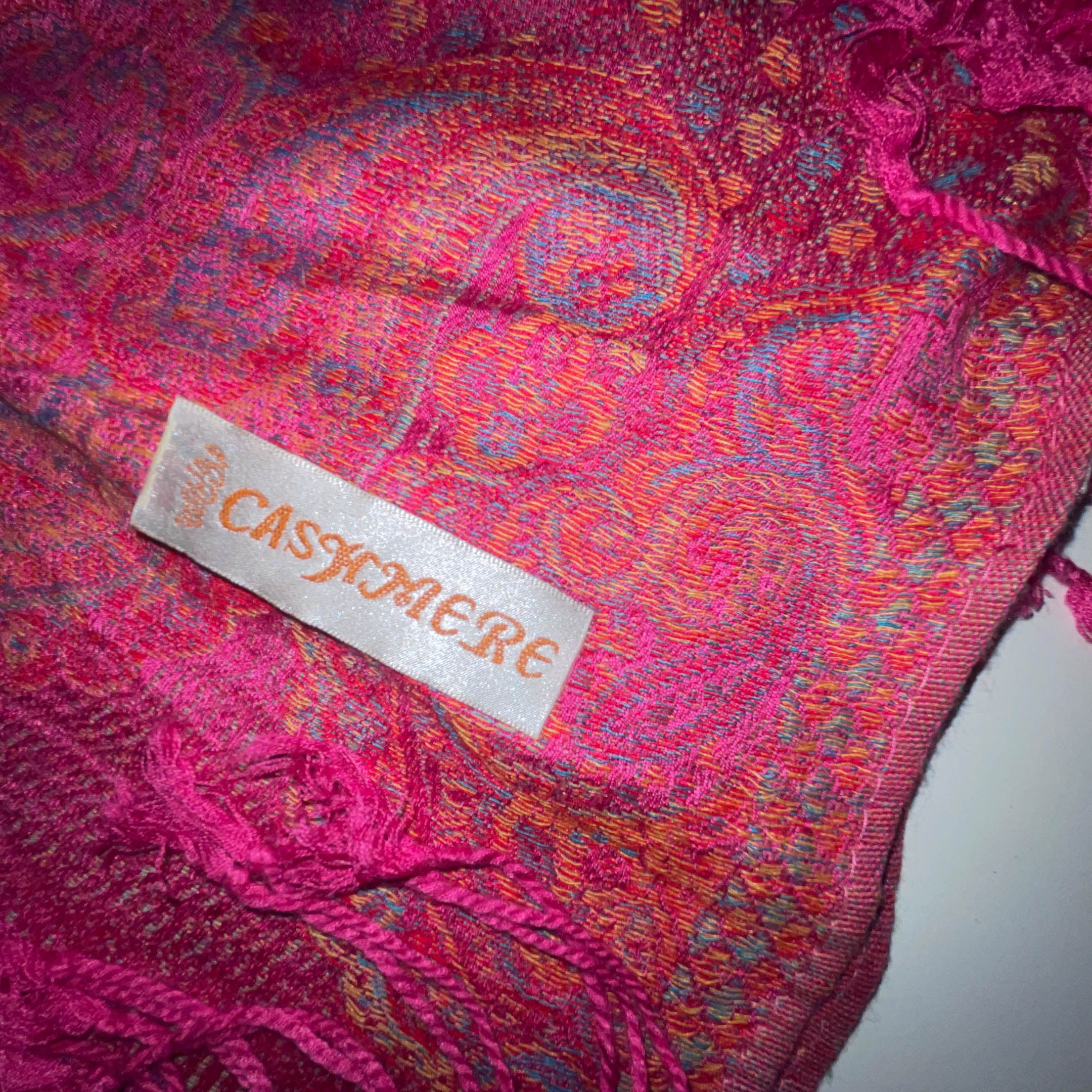 Vintage Pink women's Cashmere Pashmina scarf  W27 L 72| SKU 3752