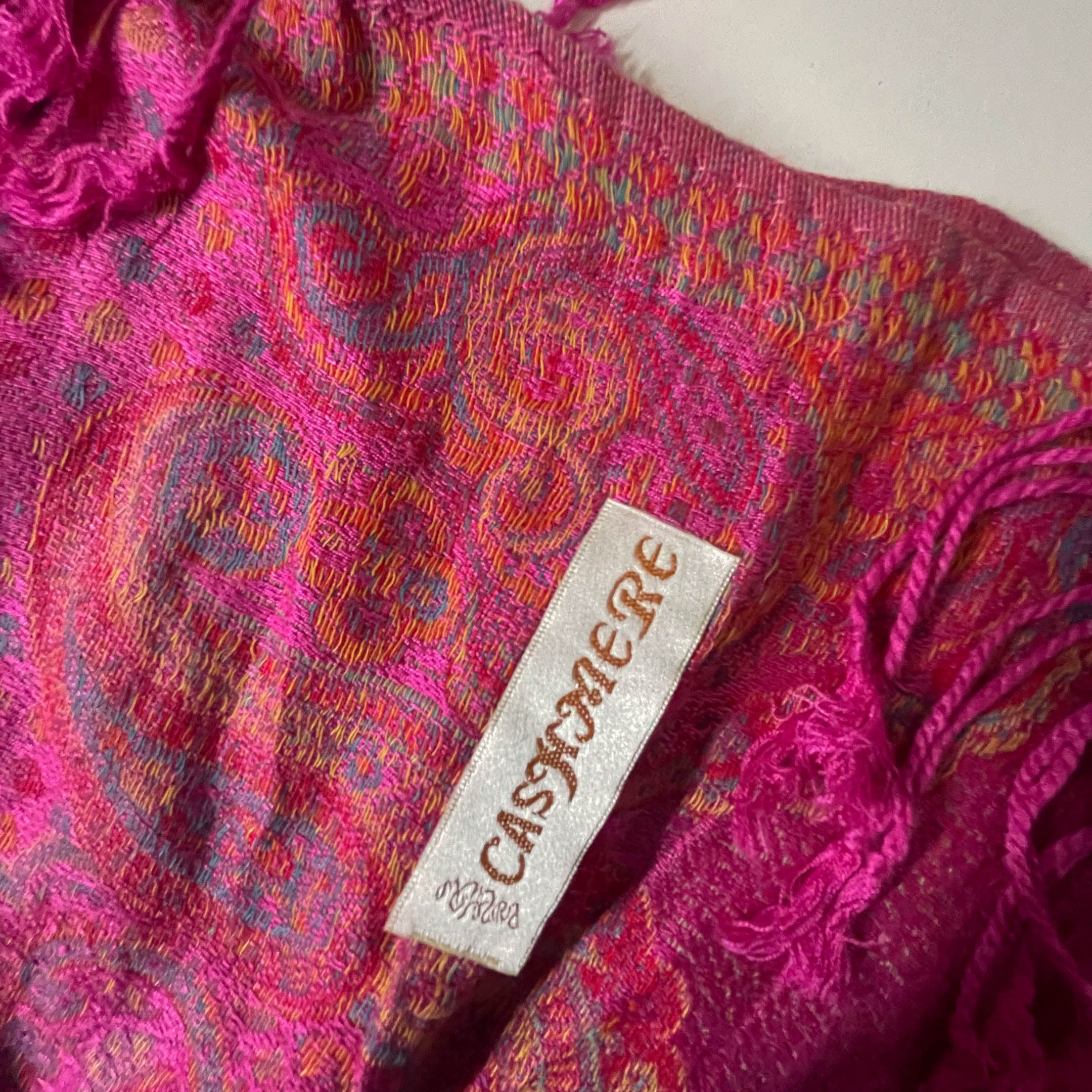 Vintage Pink women's Cashmere Pashmina scarf  W27 L 72| SKU 3752