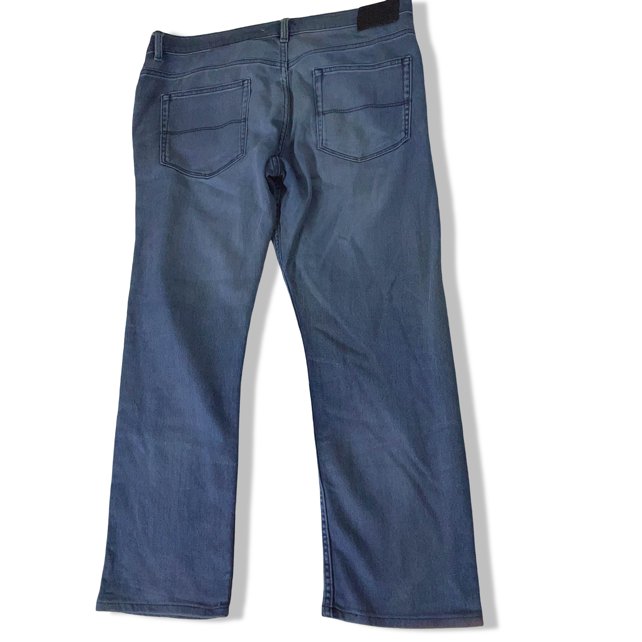 Vintage Mark & Spencers men's slim fit blue baby print jeans trouser| SKU 3702