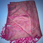 Vintage Pink women's Cashmere Pashmina scarf  W27 L 72| SKU 3752