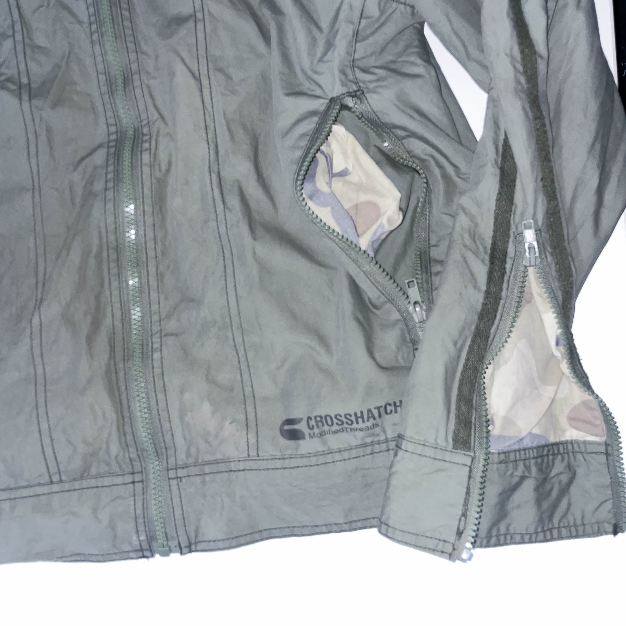 Vintage Crosshatch mens medium Army green military full zip up jacket
