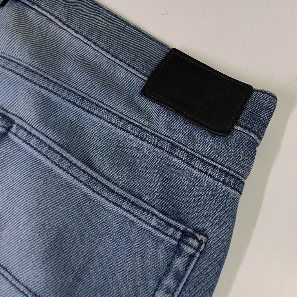 Vintage Mark & Spencers men's slim fit blue baby print jeans trouser| SKU 3702