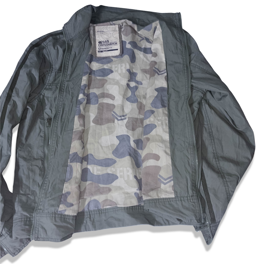 Vintage Crosshatch mens medium Army green military full zip up jacket