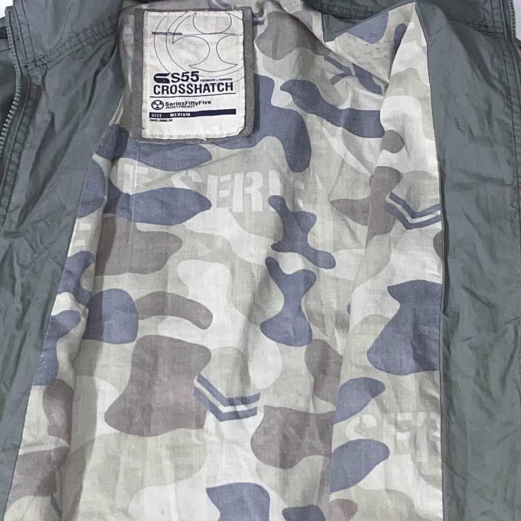 Vintage Crosshatch mens medium Army green military full zip up jacket