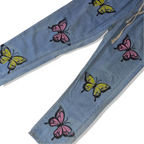 Vintage Butterfly print blue expandable waist jeans in M