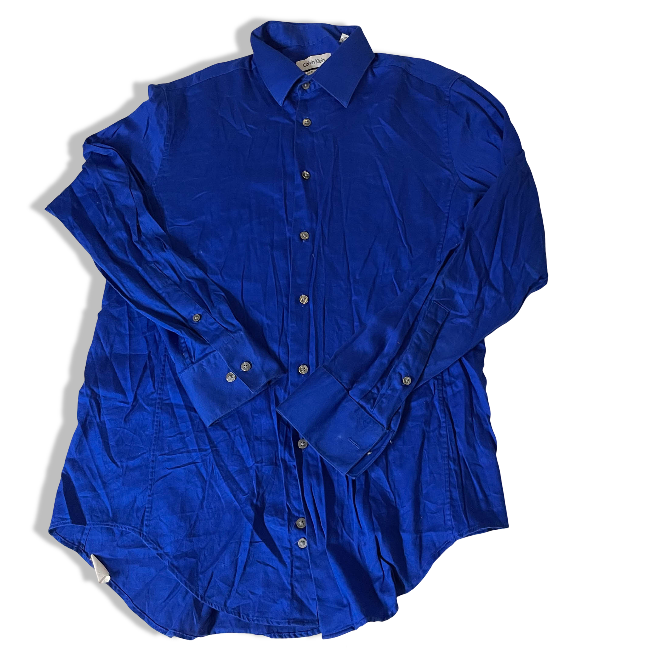 Vintage Men's Blue Calvin Klein Slim fit stretch long sleeve shirt in S/M| 3755