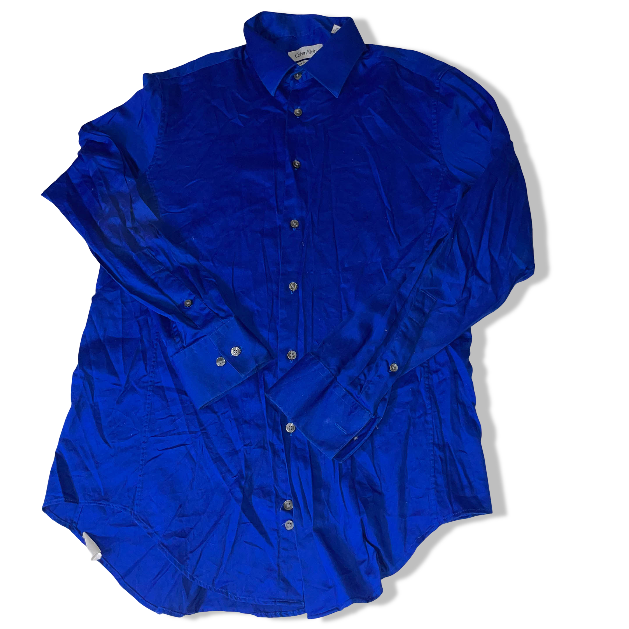 Vintage Men's Blue Calvin Klein Slim fit stretch long sleeve shirt in S/M| 3755