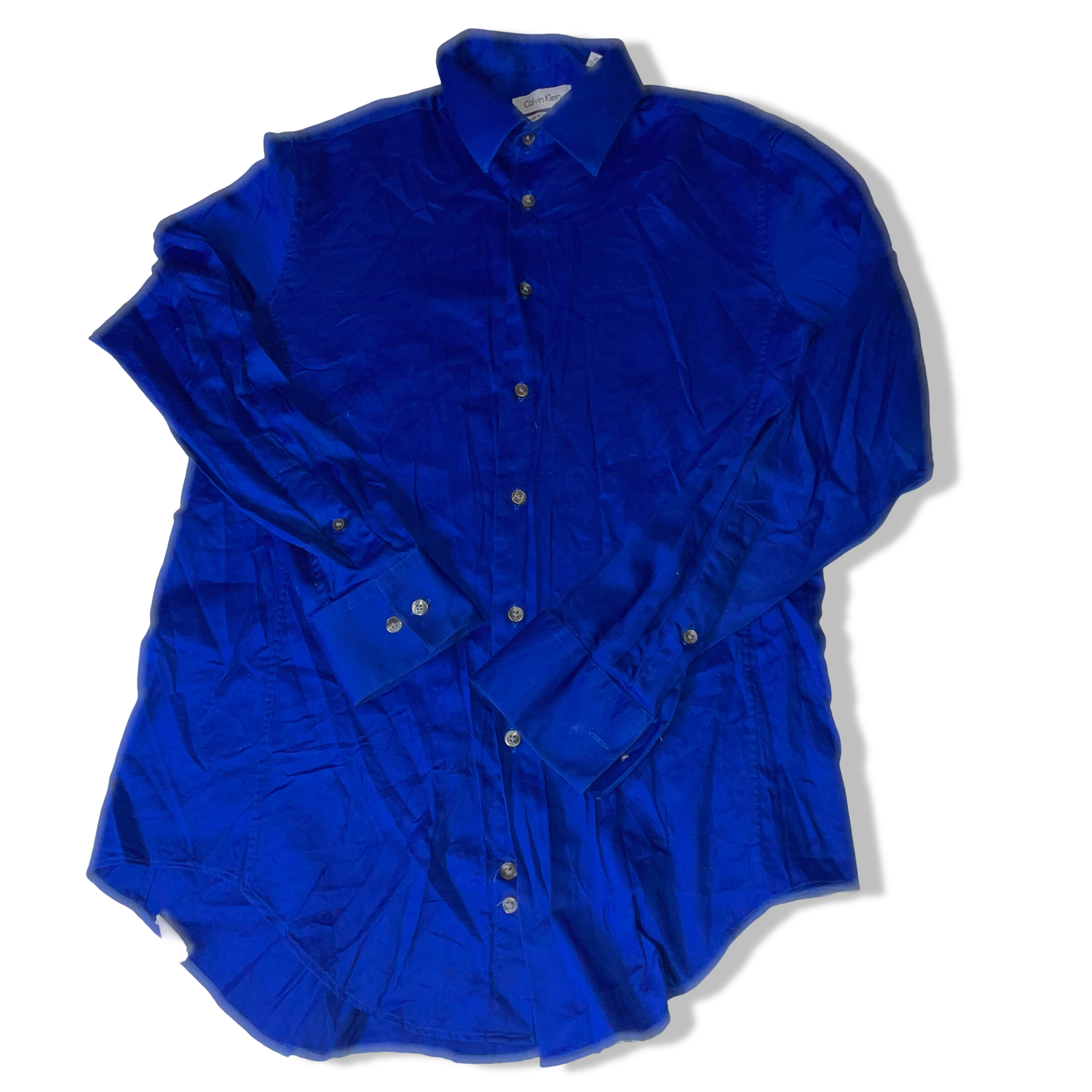 Vintage Men's Blue Calvin Klein Slim fit stretch long sleeve shirt in S/M| 3755