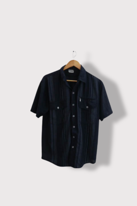 Vintage Zeepmayer black stripped mens large short sleeve shirt