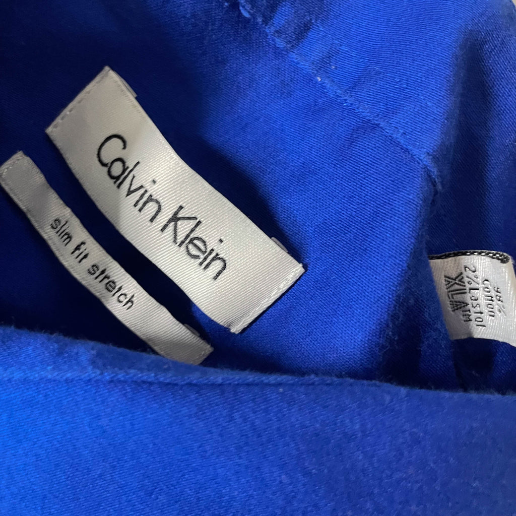 Vintage Men's Blue Calvin Klein Slim fit stretch long sleeve shirt in S/M| 3755