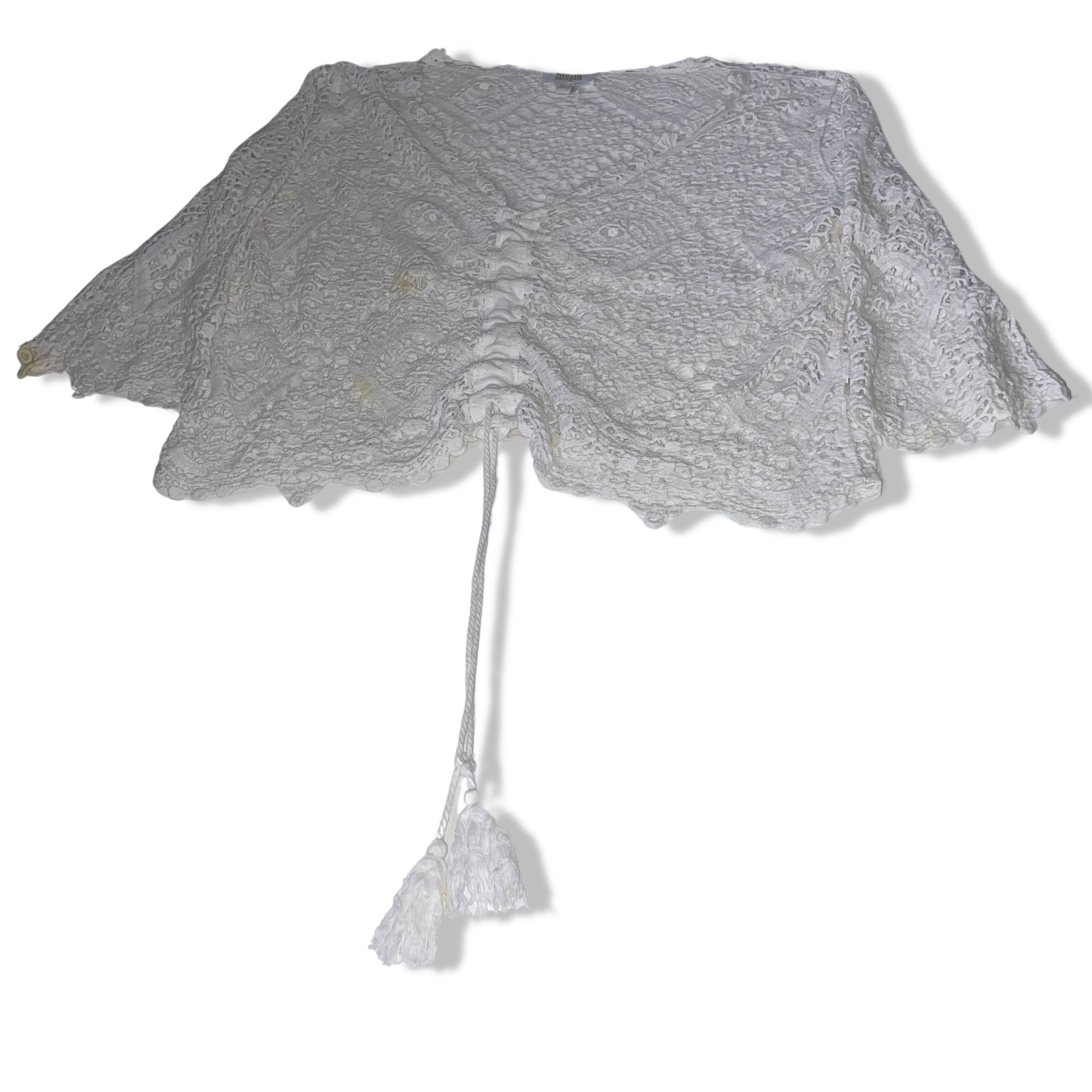 Vintage Stella Morgan womens crochet lace white large top