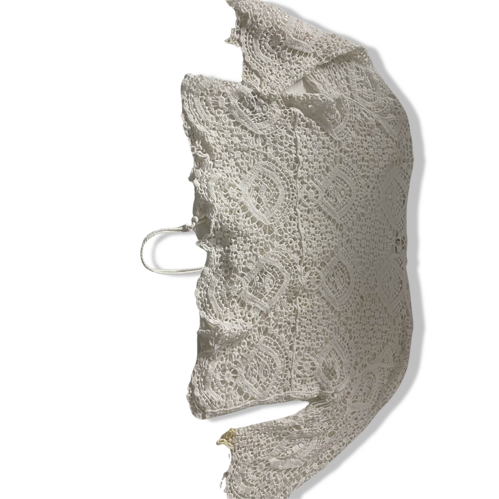Vintage Stella Morgan womens crochet lace white large top