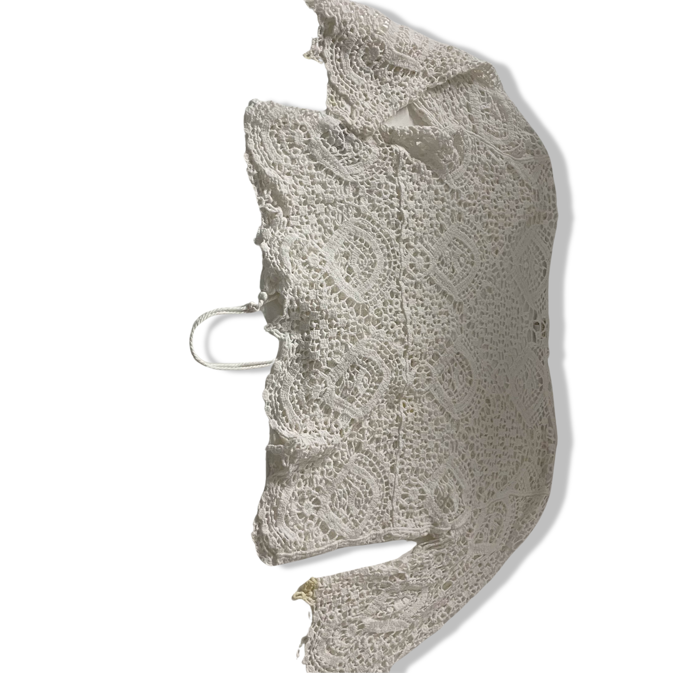 Vintage Stella Morgan womens crochet lace white large top
