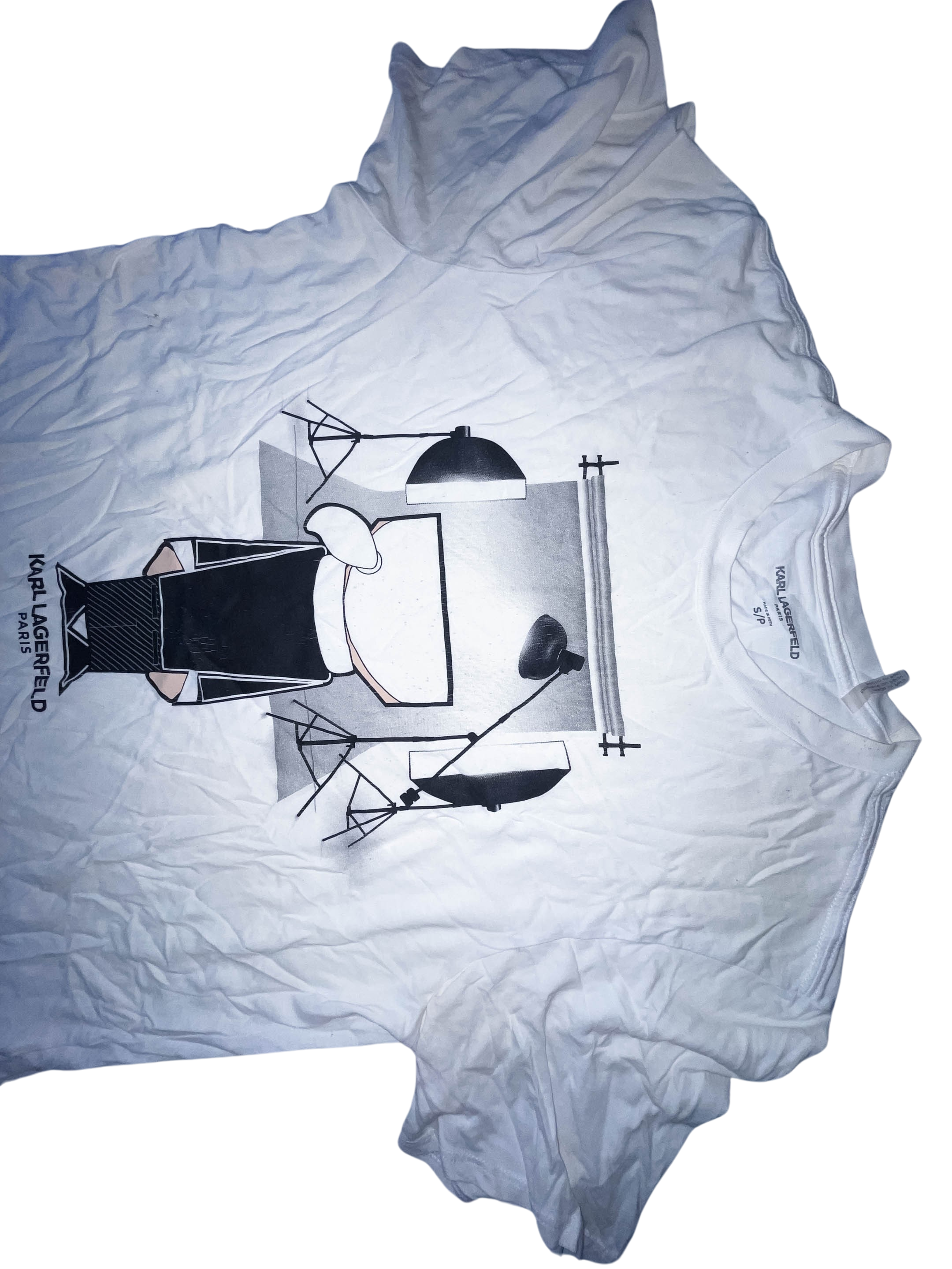 Vintage Karl Lagerfield graphics small white tees