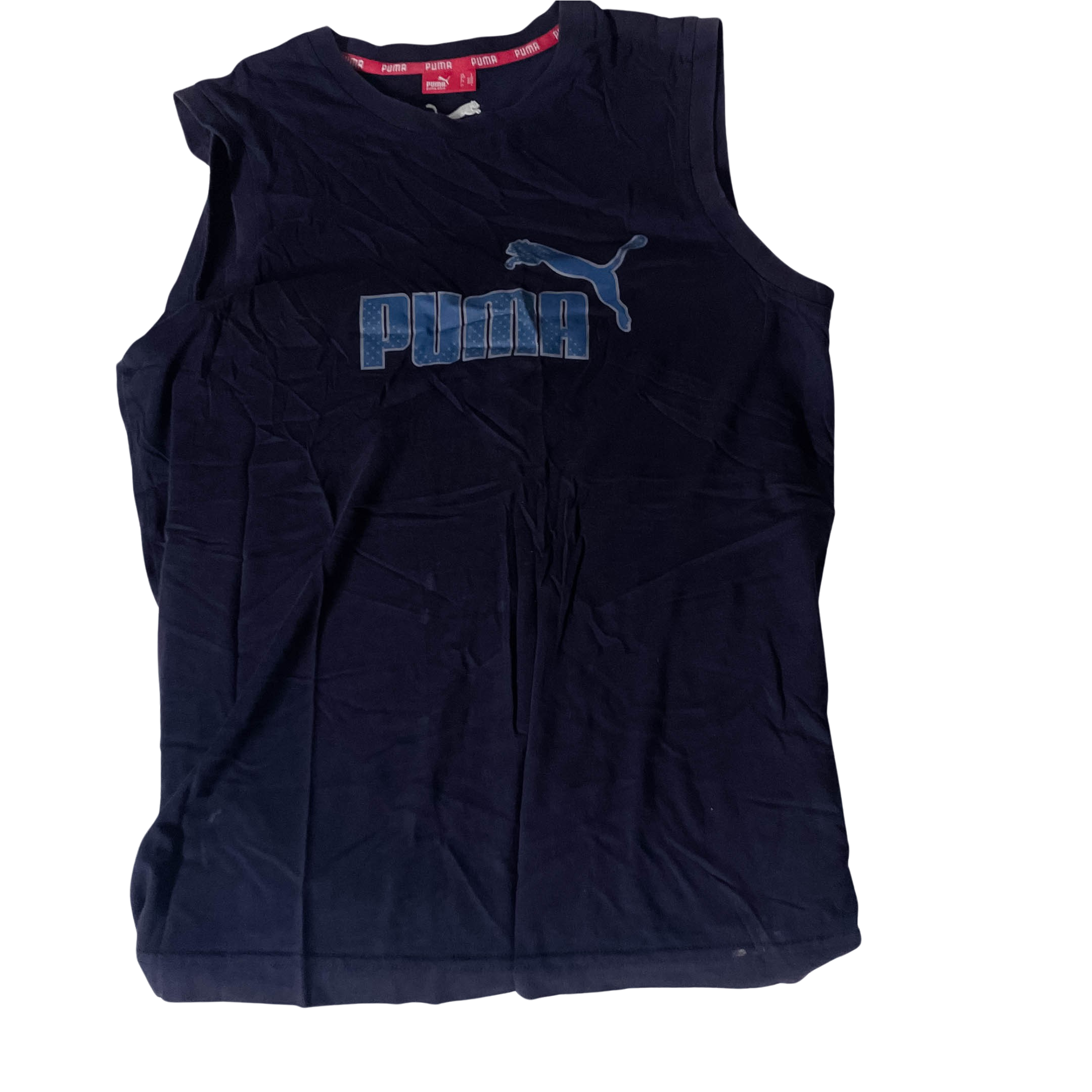 Vintage Puma Essential Sleeveless Black Large T-Shirt