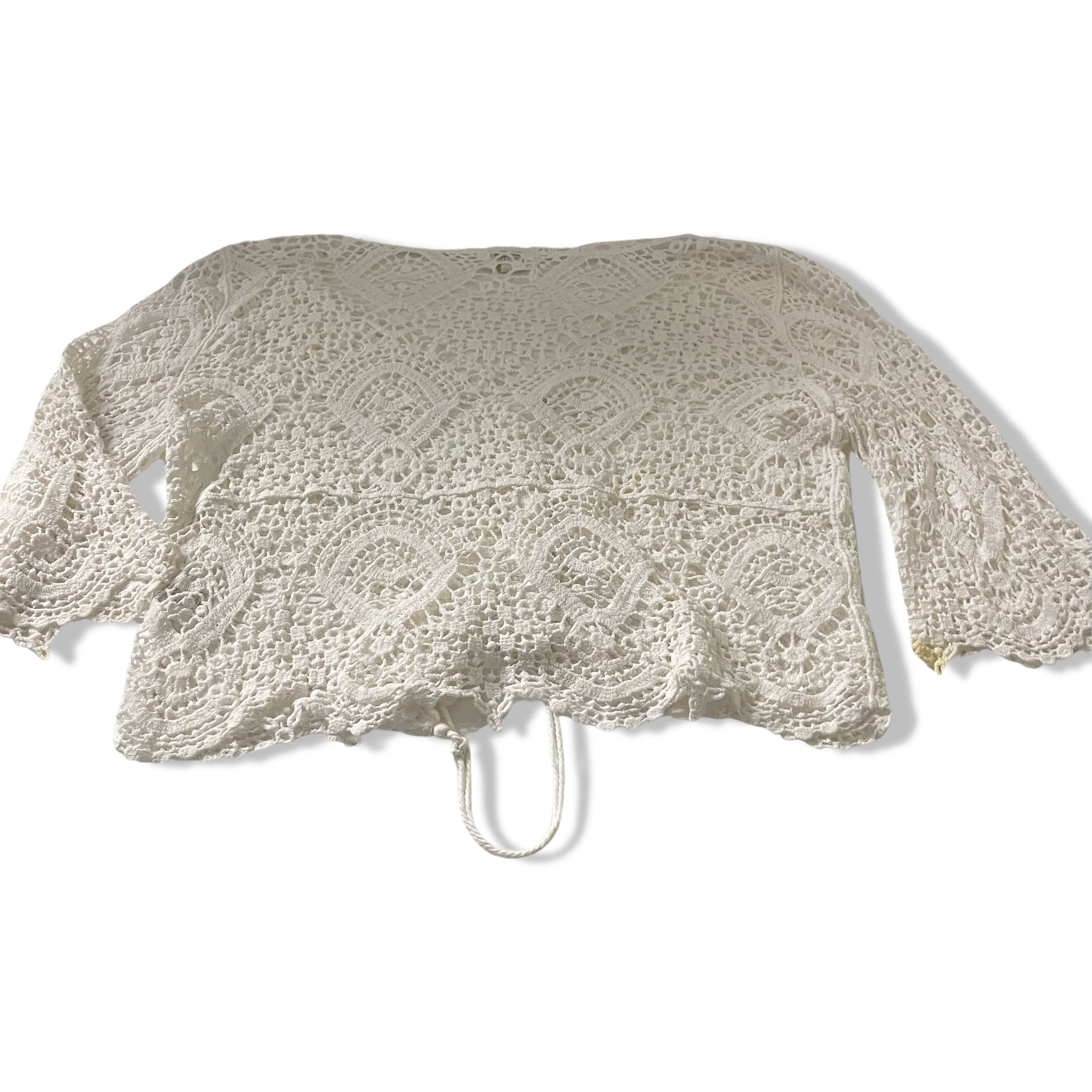 Vintage Stella Morgan womens crochet lace white large top
