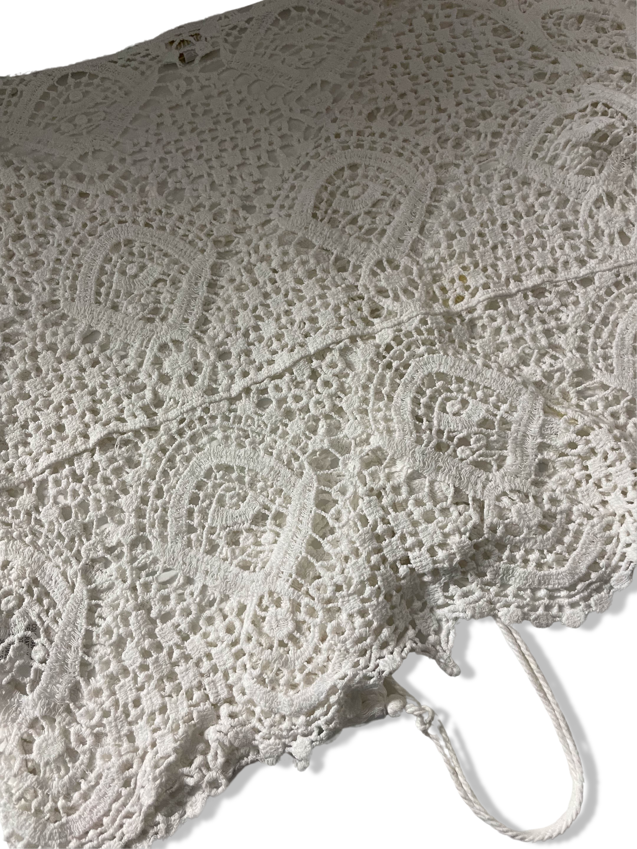 Vintage Stella Morgan womens crochet lace white large top