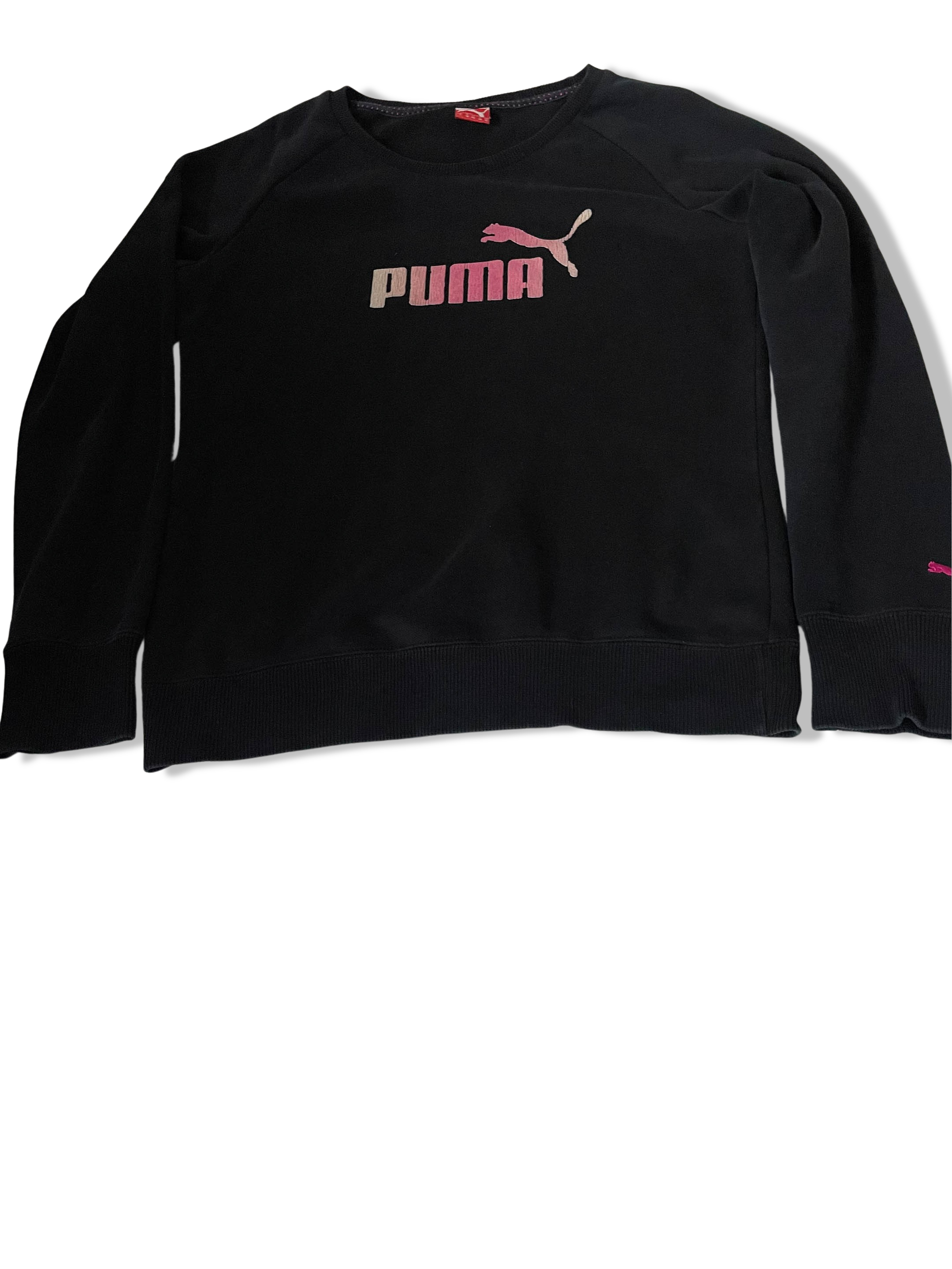 Vintage Black puma big logo print crew neck medium sweatshirt