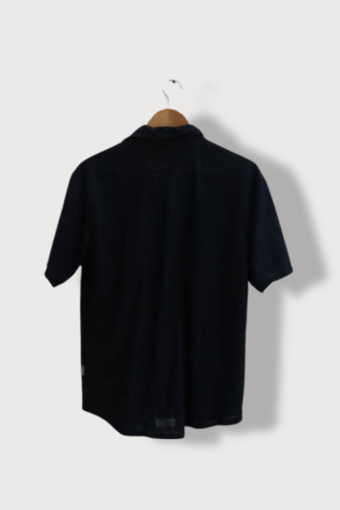 Vintage Zeepmayer black stripped mens large short sleeve shirt