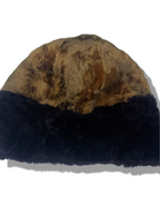 Vintage Genuine leather cream and black docker cap fisherman