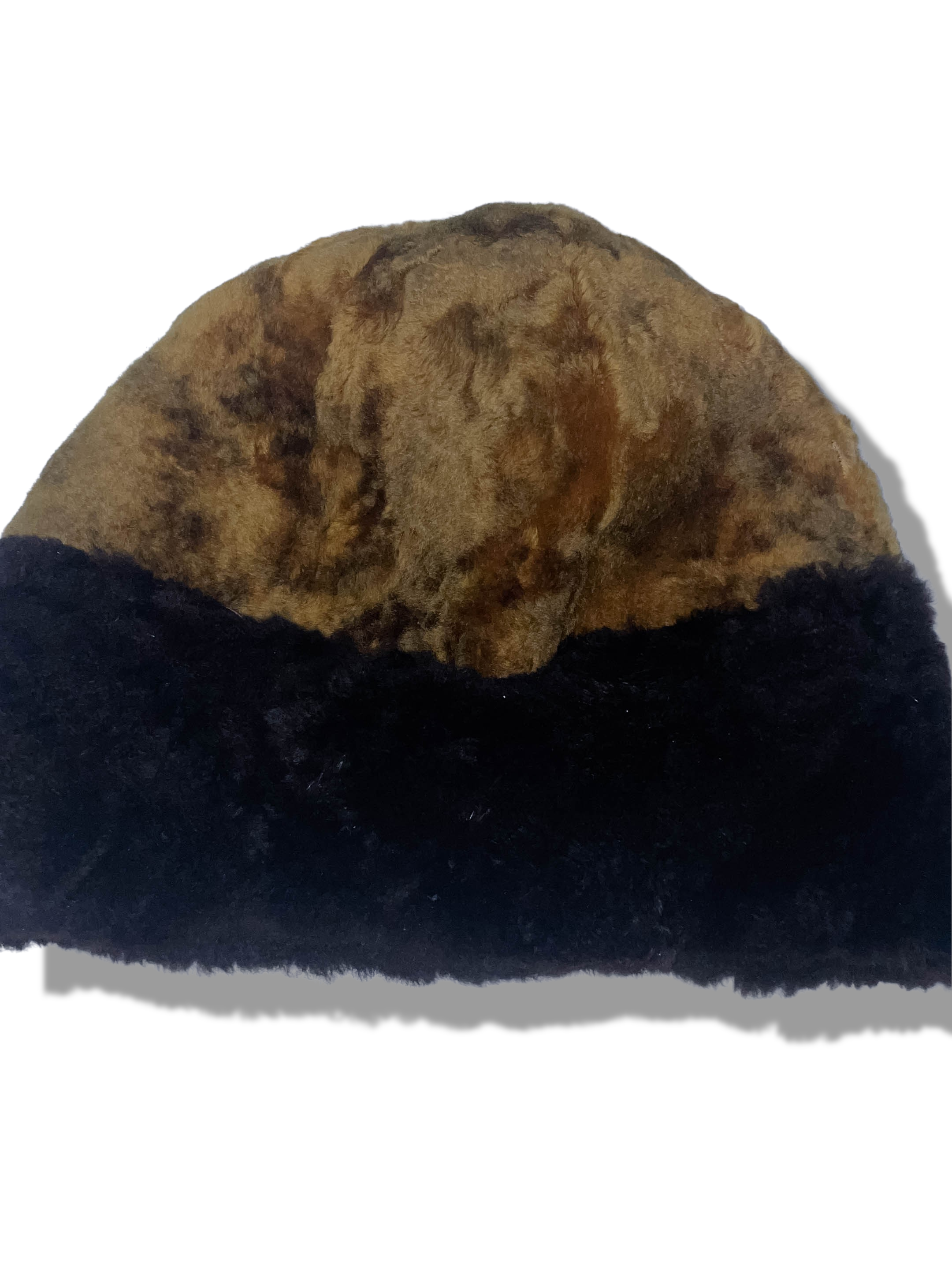 Vintage Genuine leather cream and black docker cap fisherman