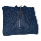 Vintage Broken standard blue knitted 1/4 zip up high neck large sweater